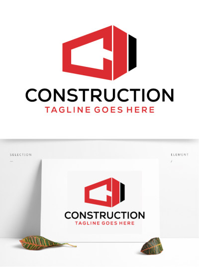 C字母红黑配色房地产改造Logo 建筑建筑建筑设计Logo